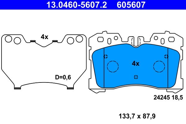ATE 13.0460-5607.2 - Bremsbelagsatz, Scheibenbremse