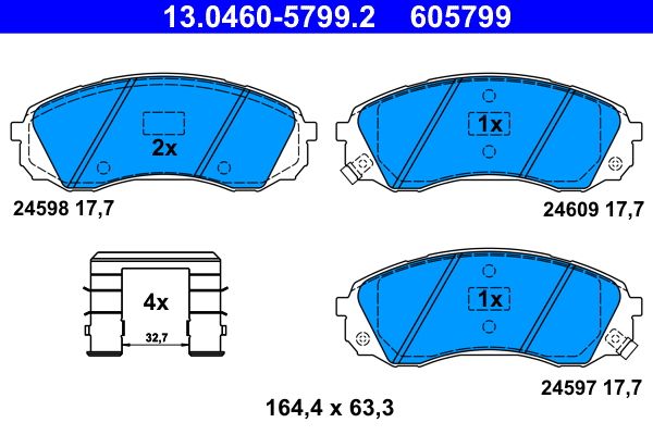 ATE 13.0460-5799.2 - Bremsbelagsatz, Scheibenbremse