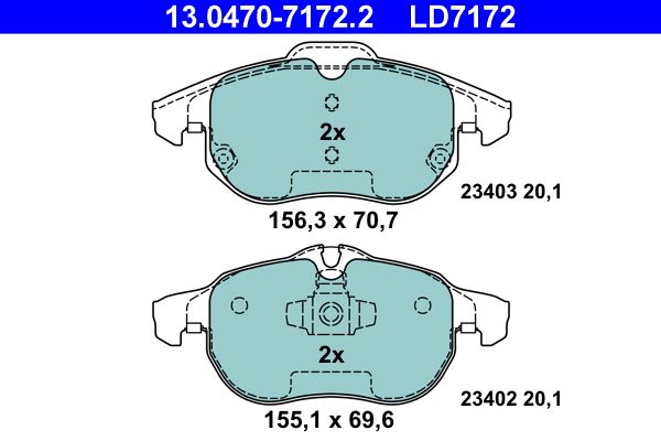 ATE 13.0470-7172.2 - Bremsbelagsatz, Scheibenbremse