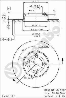 BREMBO 08.4752.10 - Bremsscheibe