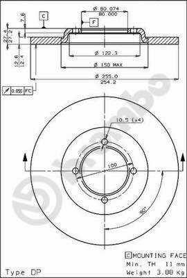 BREMBO 08.4496.10 - Bremsscheibe