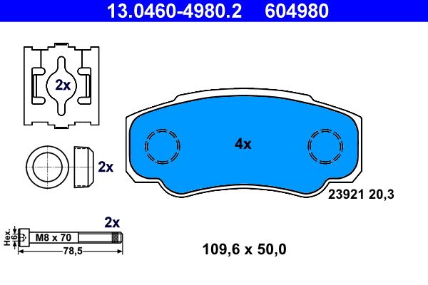ATE 13.0460-4980.2 - Bremsbelagsatz, Scheibenbremse