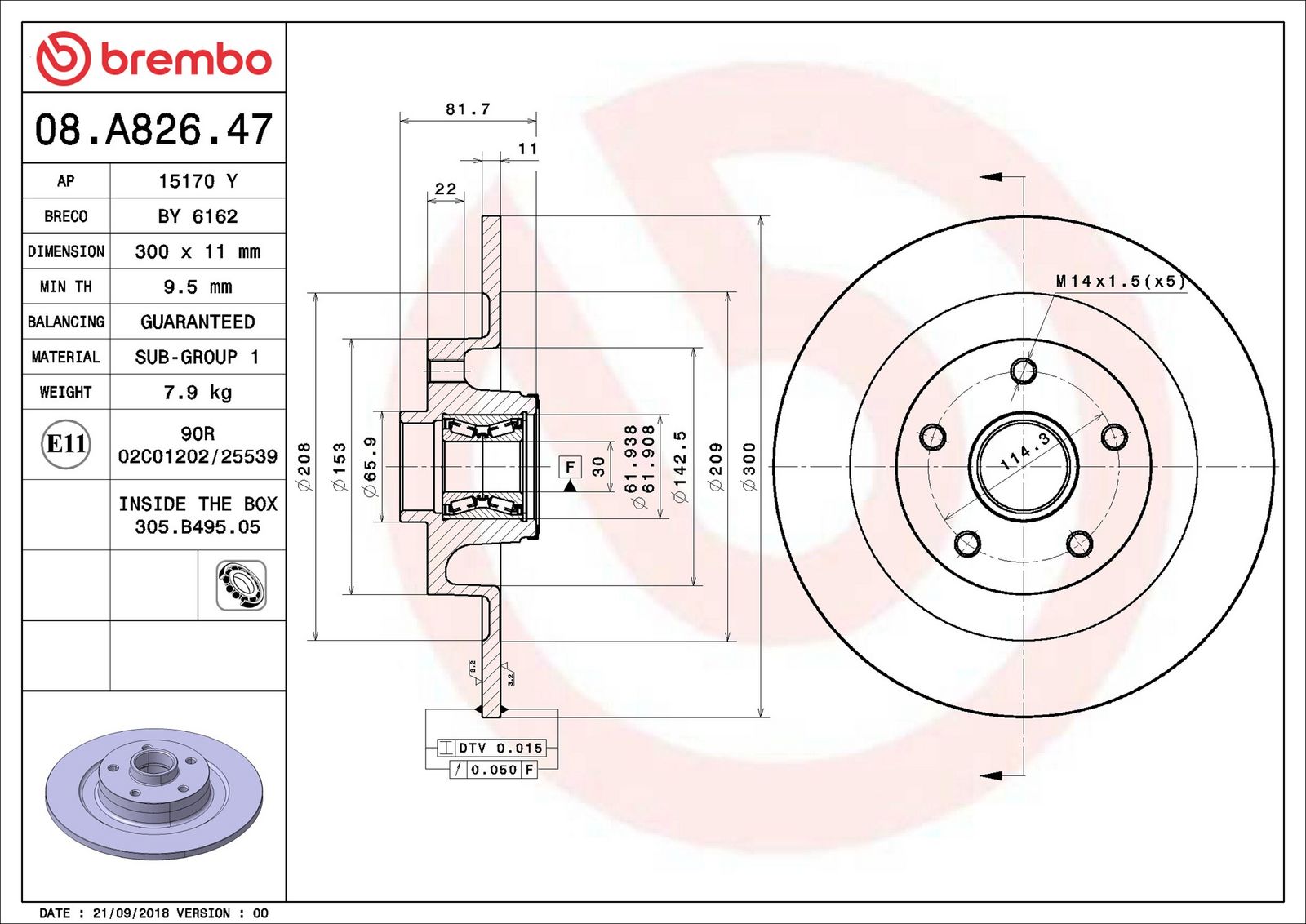 BREMBO 08.A826.47 - Bremsscheibe