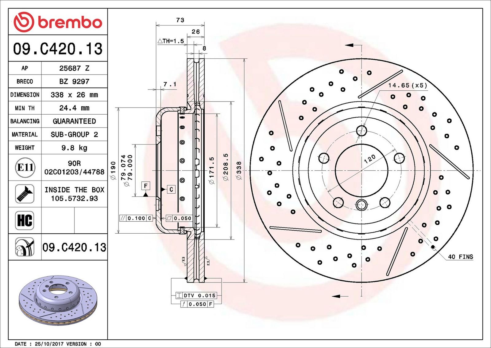 BREMBO 09.C420.13 - Bremsscheibe