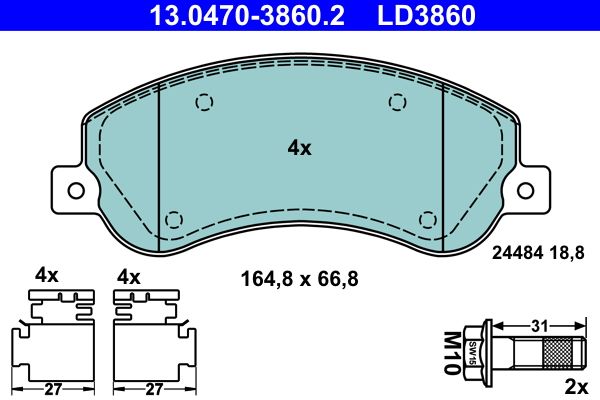 ATE 13.0470-3860.2 - Bremsbelagsatz, Scheibenbremse