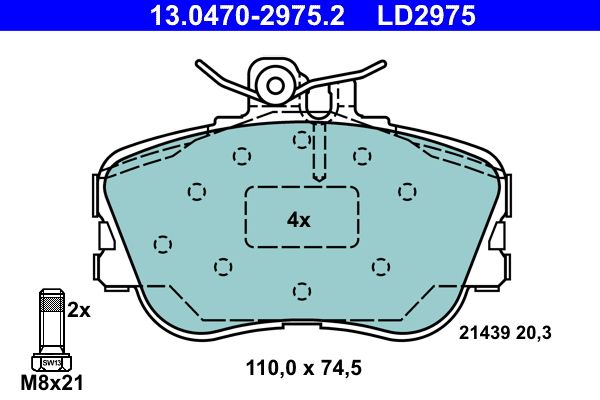 ATE 13.0470-2975.2 - Bremsbelagsatz, Scheibenbremse