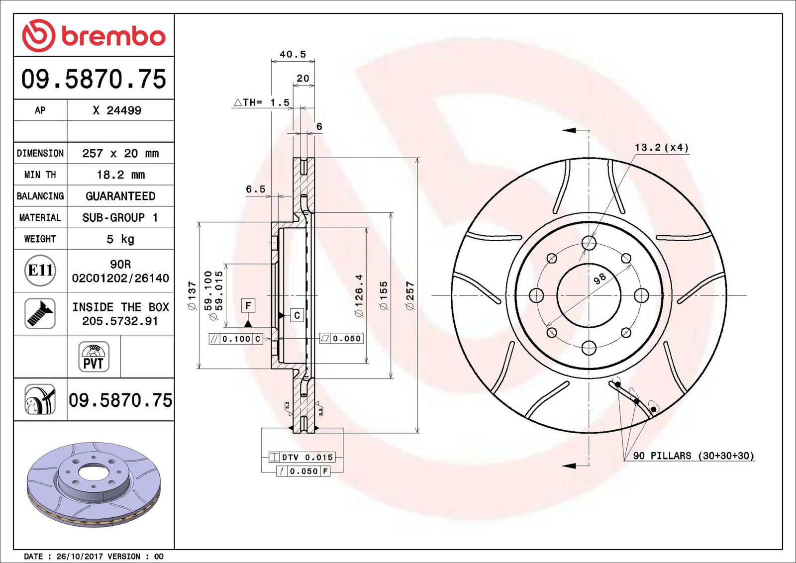 BREMBO 09.5870.75 - Bremsscheibe