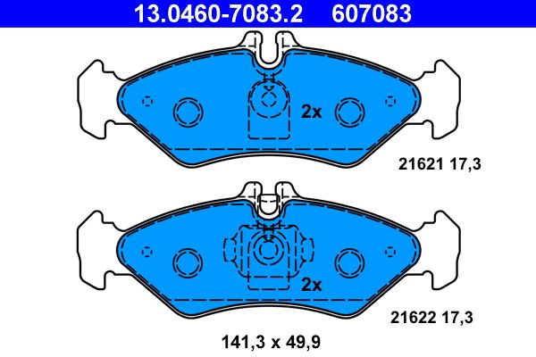 ATE 13.0460-7083.2 - Bremsbelagsatz, Scheibenbremse