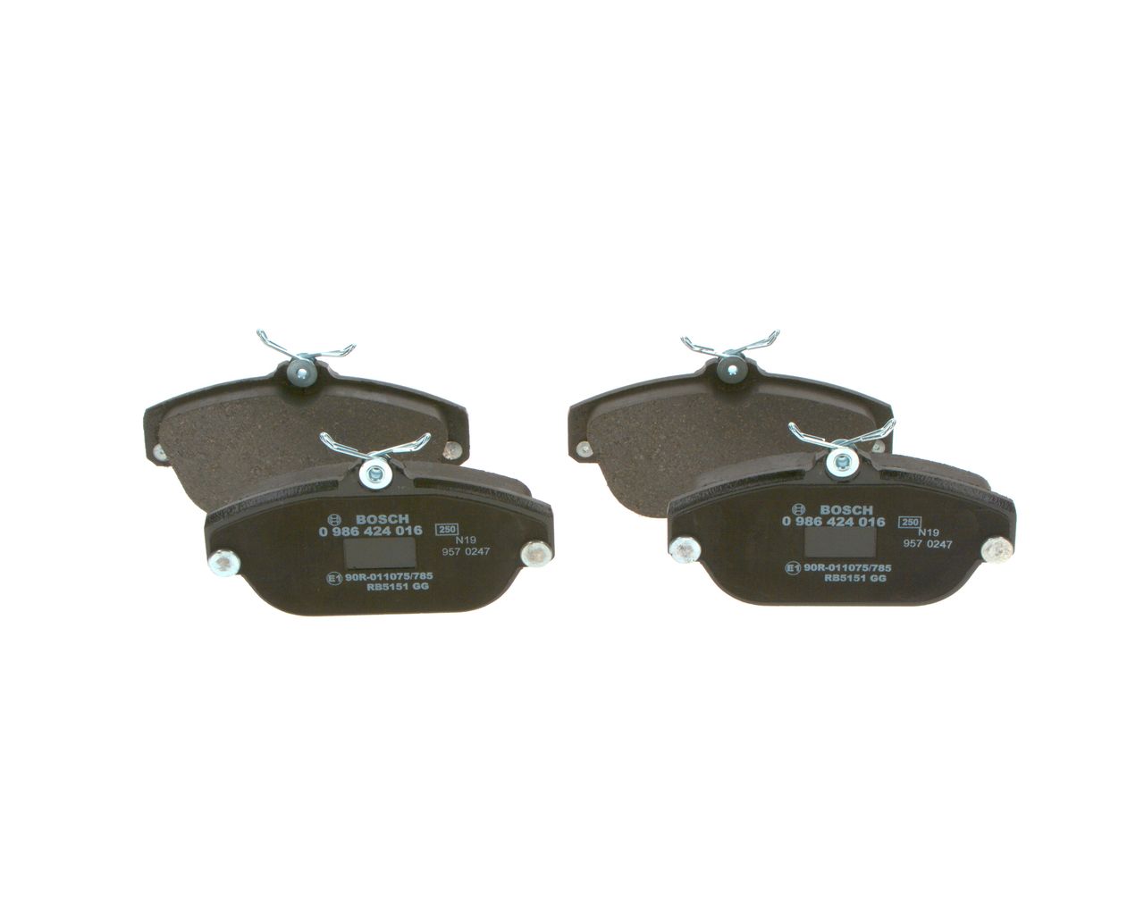 BOSCH 0 986 424 016 - Bremsbelagsatz, Scheibenbremse