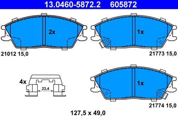 ATE 13.0460-5872.2 - Bremsbelagsatz, Scheibenbremse