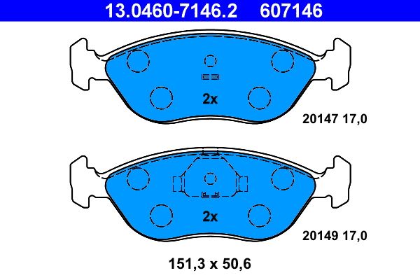 ATE 13.0460-7146.2 - Bremsbelagsatz, Scheibenbremse