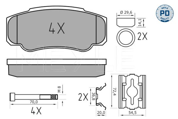 MEYLE 025 239 2120/PD - Bremsbelagsatz, Scheibenbremse