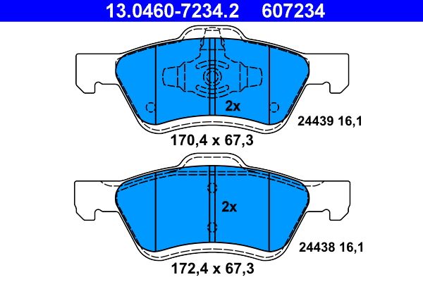 ATE 13.0460-7234.2 - Bremsbelagsatz, Scheibenbremse