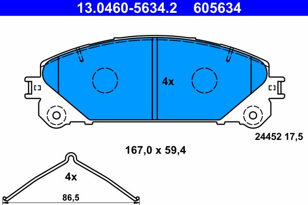 ATE 13.0460-5634.2 - Bremsbelagsatz, Scheibenbremse