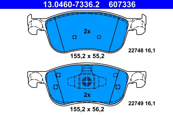 ATE 13.0460-7336.2 - Bremsbelagsatz, Scheibenbremse