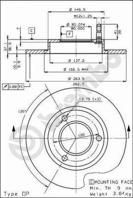 BREMBO 08.3962.10 - Bremsscheibe