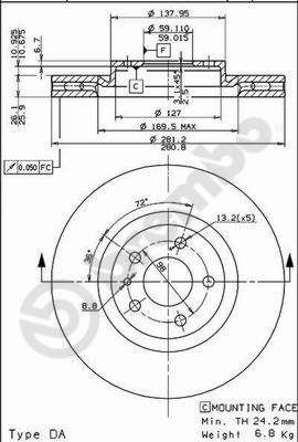 BREMBO 09.5180.10 - Bremsscheibe