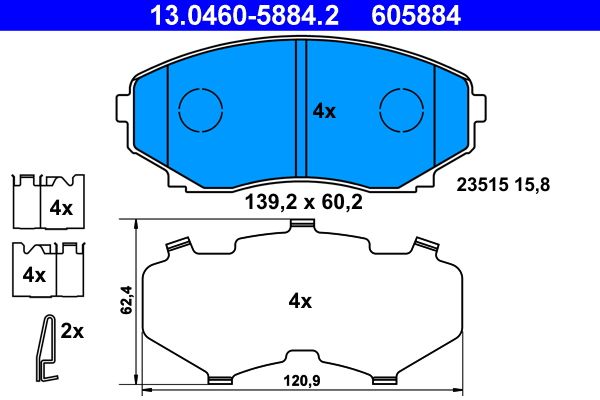 ATE 13.0460-5884.2 - Bremsbelagsatz, Scheibenbremse