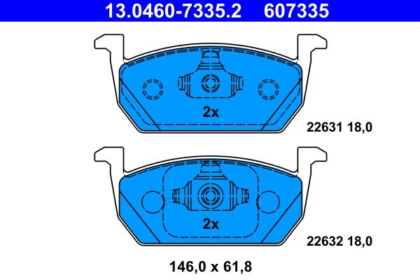 ATE 13.0460-7335.2 - Bremsbelagsatz, Scheibenbremse