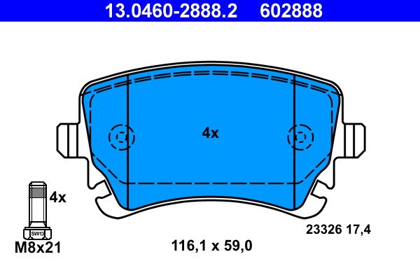 ATE 13.0460-2888.2 - Bremsbelagsatz, Scheibenbremse