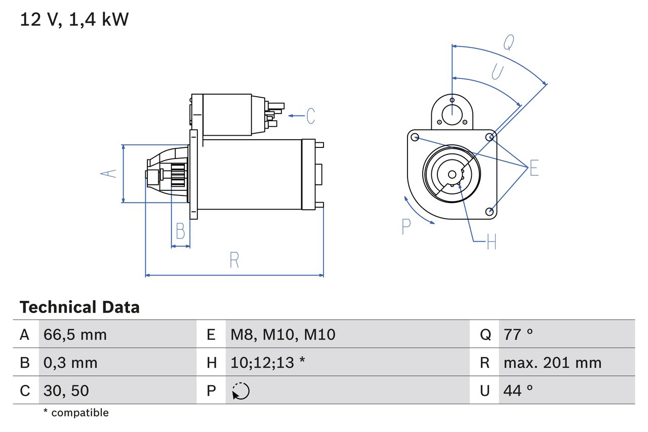 BOSCH 0 986 022 800 - Starter