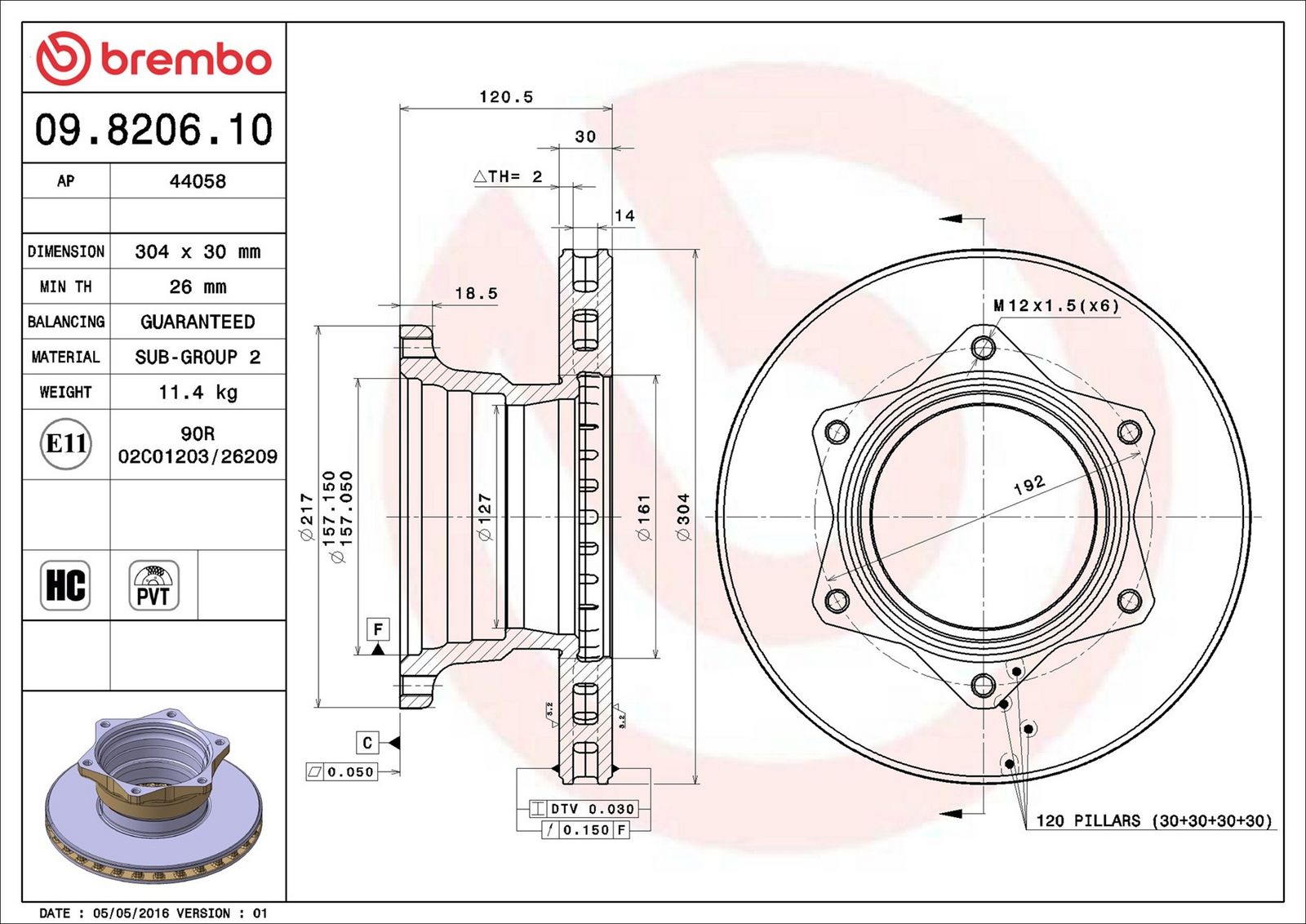BREMBO 09.8206.10 - Bremsscheibe