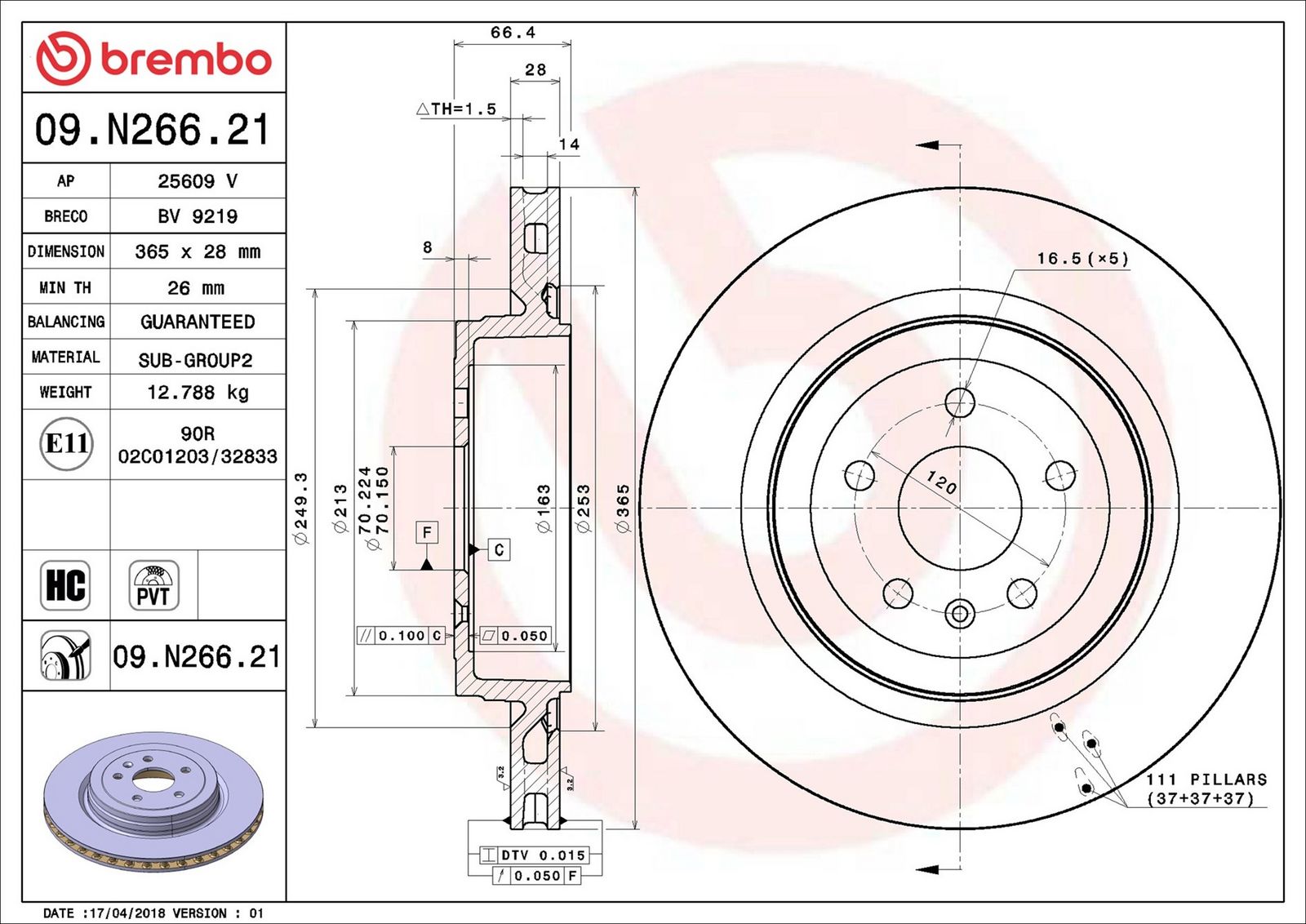 BREMBO 09.N266.21 - Bremsscheibe