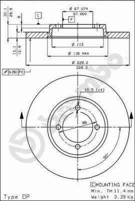 BREMBO 08.3774.10 - Bremsscheibe