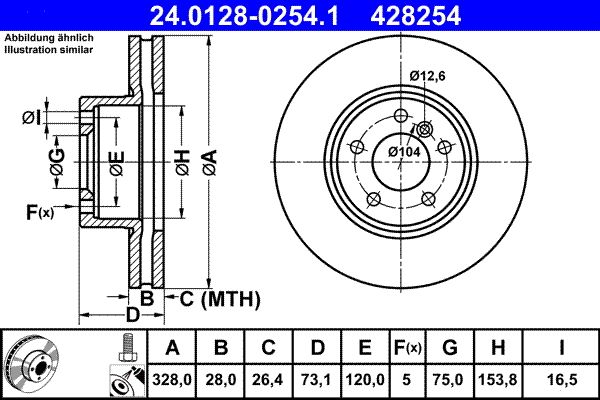 ATE 24.0128-0254.1 - Bremsscheibe