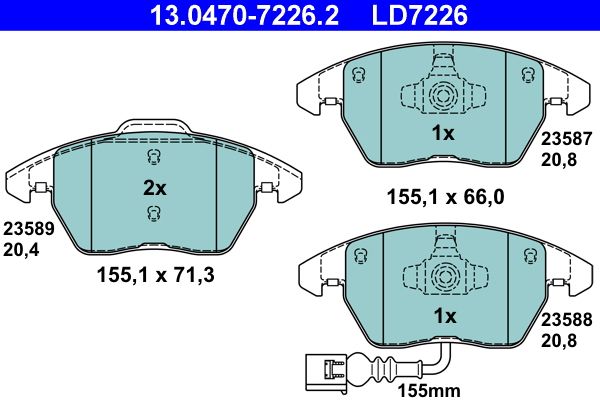 ATE 13.0470-7226.2 - Bremsbelagsatz, Scheibenbremse