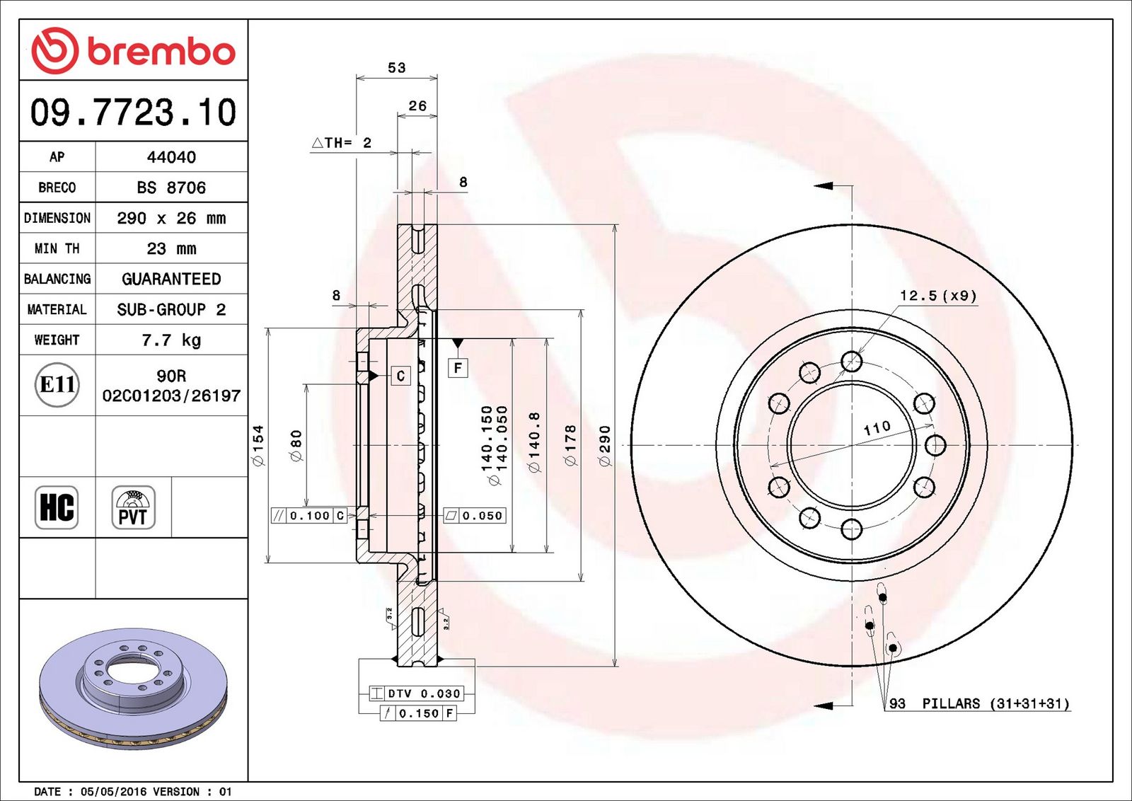 BREMBO 09.7723.10 - Bremsscheibe