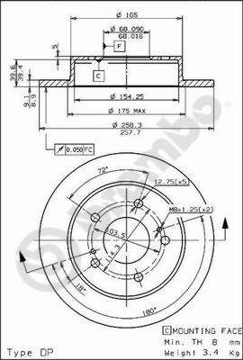 BREMBO 08.5443.50 - Bremsscheibe