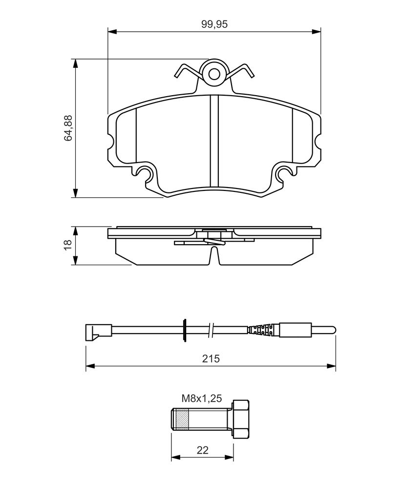 BOSCH 0 986 494 522 - Bremsbelagsatz, Scheibenbremse