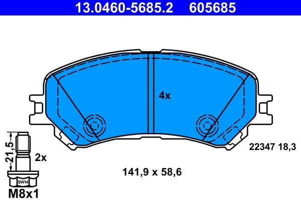 ATE 13.0460-5685.2 - Bremsbelagsatz, Scheibenbremse