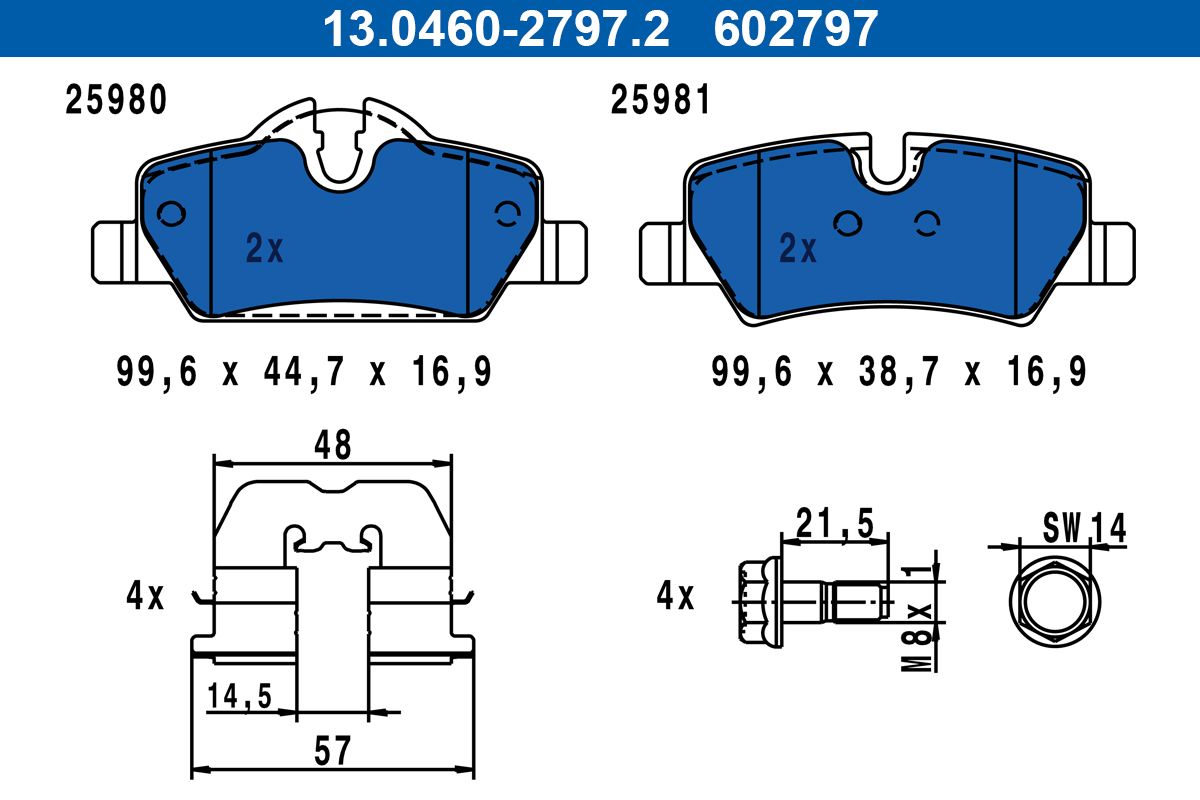 ATE 13.0460-2797.2 - Bremsbelagsatz, Scheibenbremse
