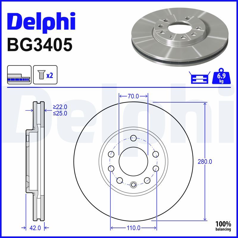 DELPHI BG3405 - Bremsscheibe