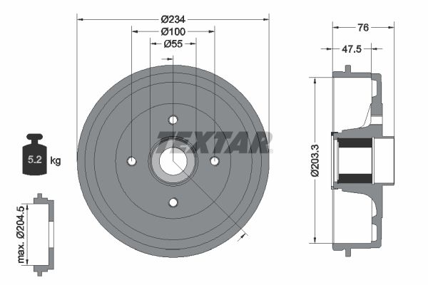 TEXTAR 94045800 - Bremstrommel