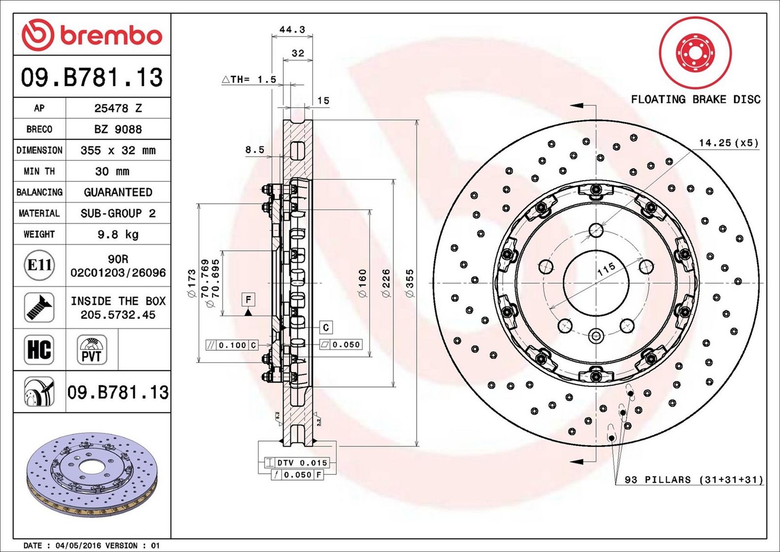 BREMBO 09.B781.13 - Bremsscheibe