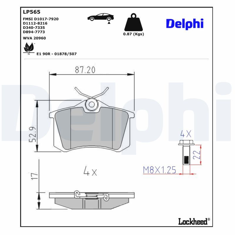 DELPHI LP565 - Bremsbelagsatz, Scheibenbremse
