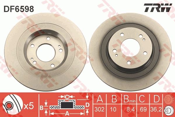 TRW DF6598 - Bremsscheibe
