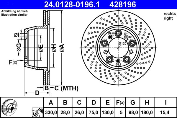 ATE 24.0128-0196.1 - Bremsscheibe