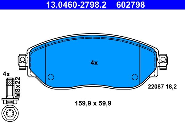 ATE 13.0460-2798.2 - Bremsbelagsatz, Scheibenbremse