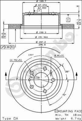 BREMBO 09.3950.10 - Bremsscheibe