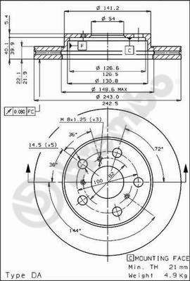 BREMBO 09.3022.10 - Bremsscheibe