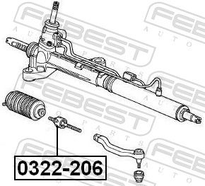 FEBEST 0322-206 - Axialgelenk, Spurstange