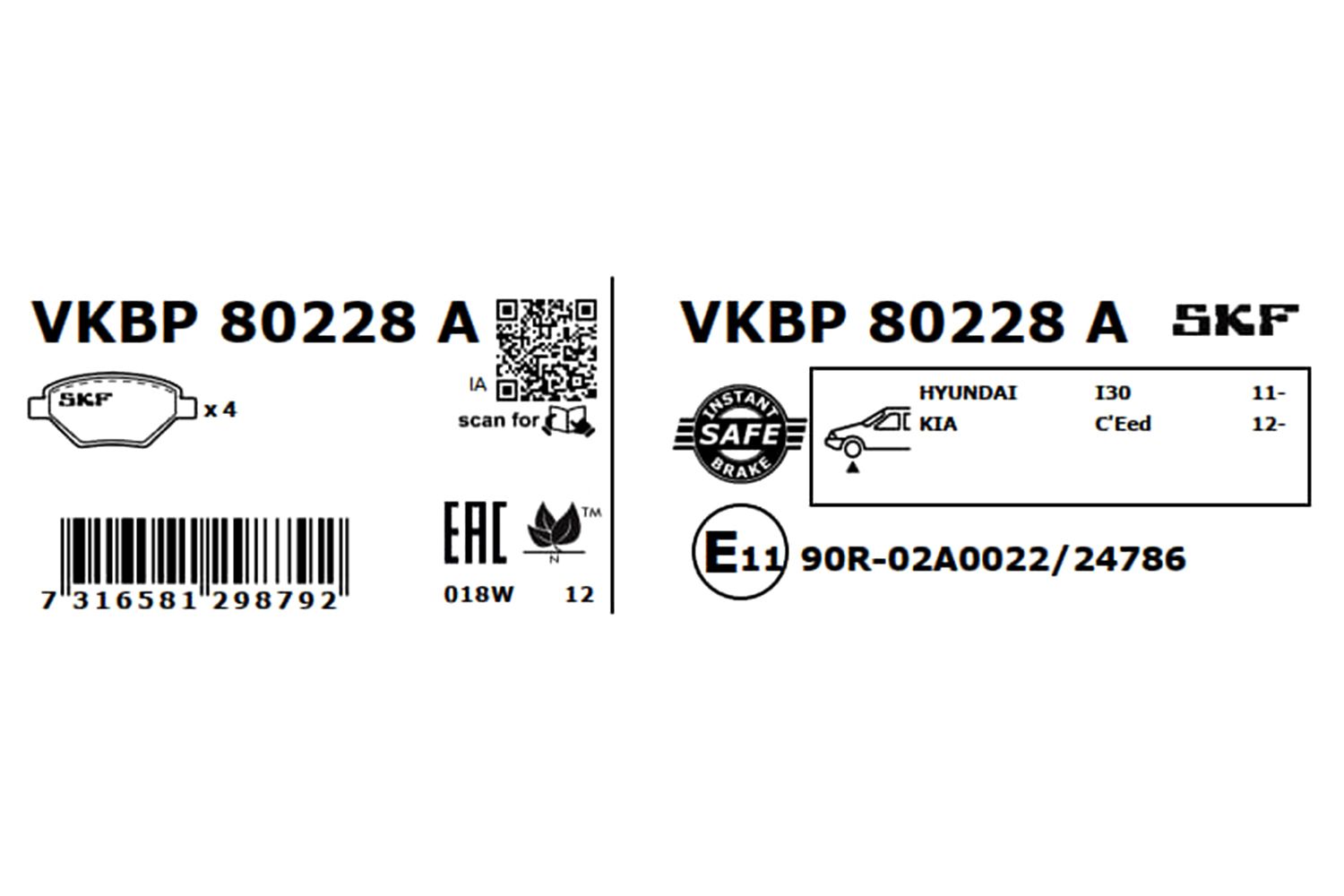 SKF VKBP 80228 A - Bremsbelagsatz, Scheibenbremse