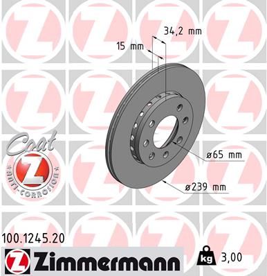 ZIMMERMANN 100.1245.20 - Bremsscheibe