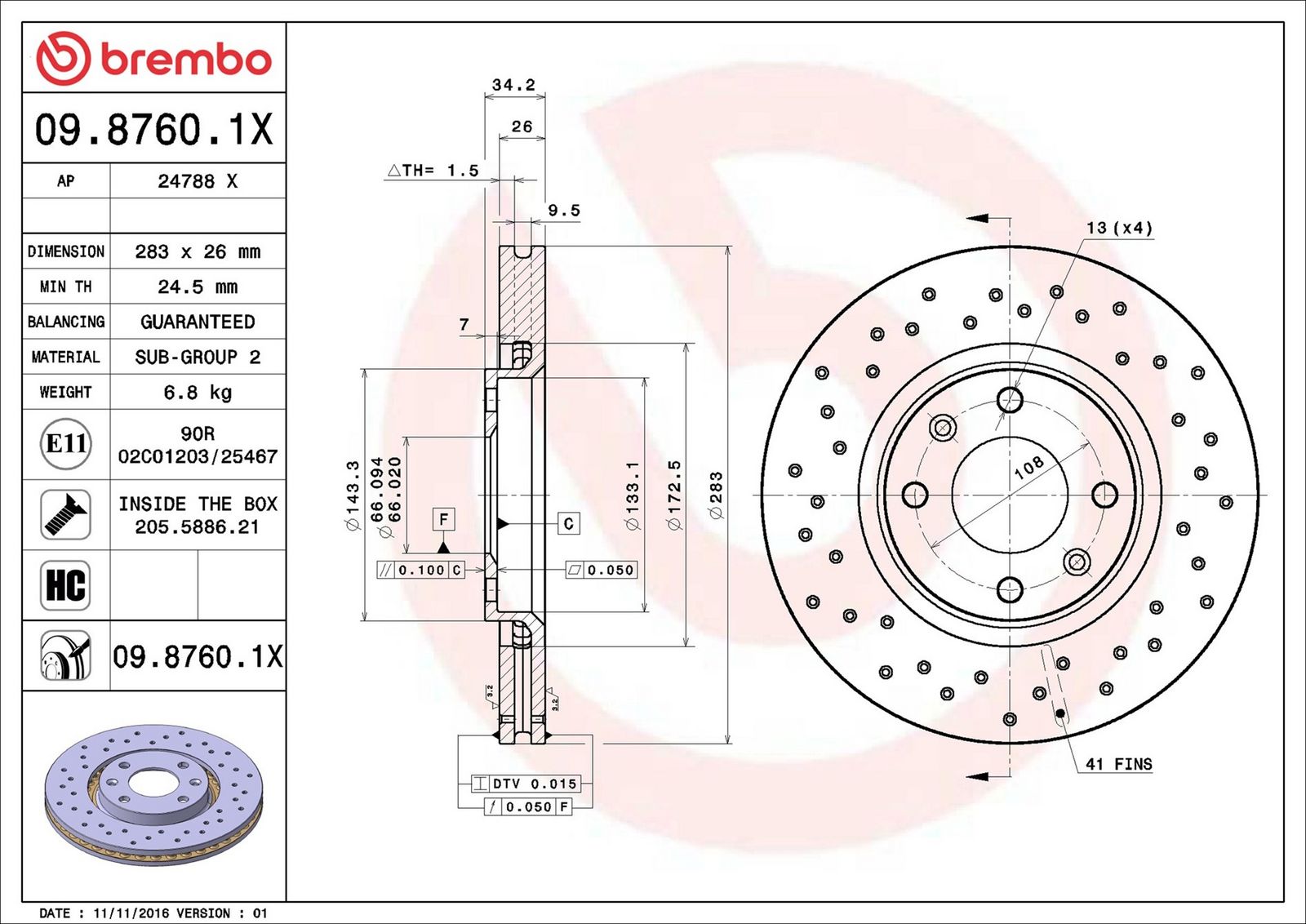 BREMBO 09.8760.1X - Bremsscheibe