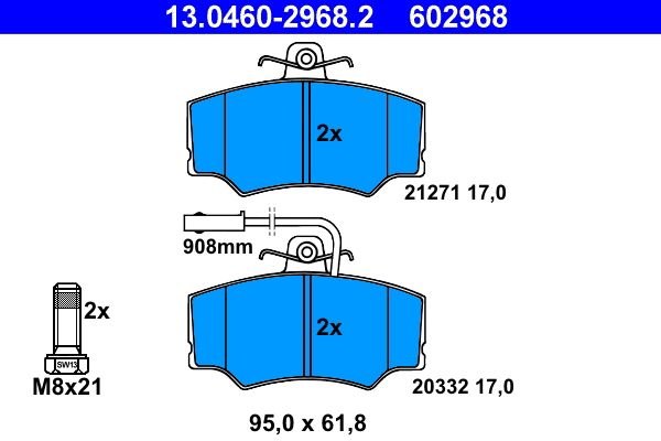ATE 13.0460-2968.2 - Bremsbelagsatz, Scheibenbremse