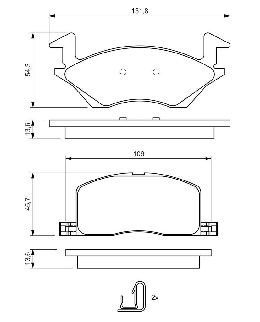 BOSCH 0 986 424 264 - Bremsbelagsatz, Scheibenbremse
